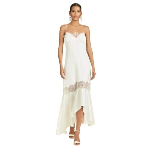 NWT SACHIN + BABI Dress Evening Gown Candace Lace Cream Ivory Hi Low